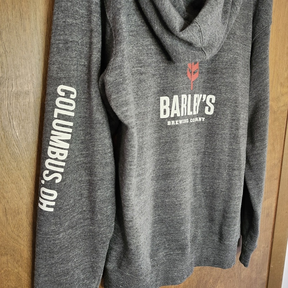Barley's Brewing Company Columbus OH Full Zip Hoodie XL Gray Soft Fleece...
